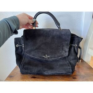 Kate Spade Suede Leather Black Handbag top Handle And Cross Body Strap